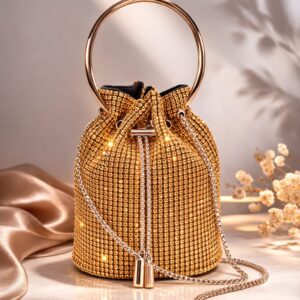 Aurelia Luxe – Royal Radiance Crystal Potli – Luxury Bronze Evening Bag